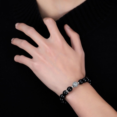 黑曜石手链男跨境热卖潮流个性潮流简约手串女高级感百搭饰品批发
