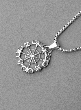 复古航海船锚项链男潮个性朋克风男士项链仿泰银星海罗盘船舵吊坠