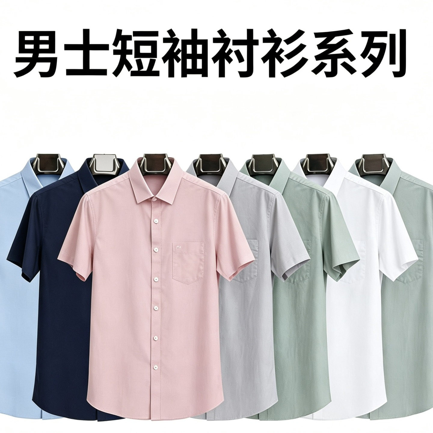 酵素水洗全棉牛津纺衬衫男款短袖衬衫