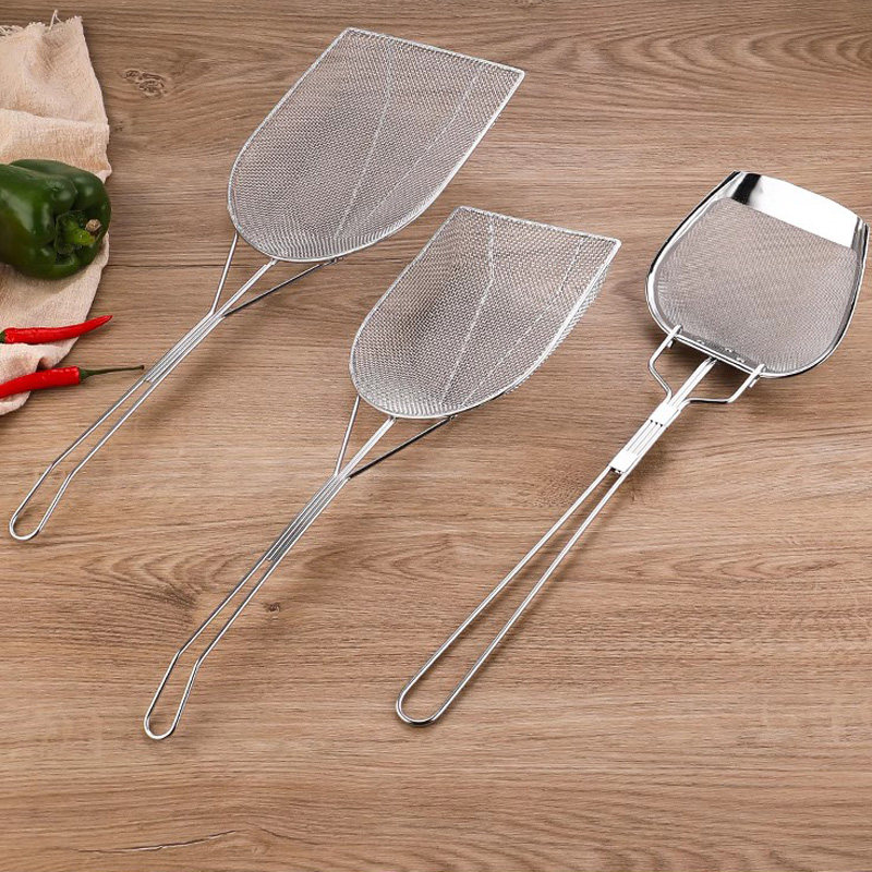 不锈钢油渣铲油炸长柄捞勺大号薯条网勺鸡排炸鸡滤油隔渣网工具