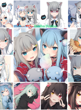 多款 甘城Natsuki 灰发猫耳 Vtuber 日本2WT抱枕方枕靠枕头定制