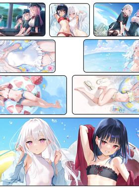 mignon妹シロ 女仆塞拉 小草莓动漫二次元超大锁边鼠标垫键盘垫