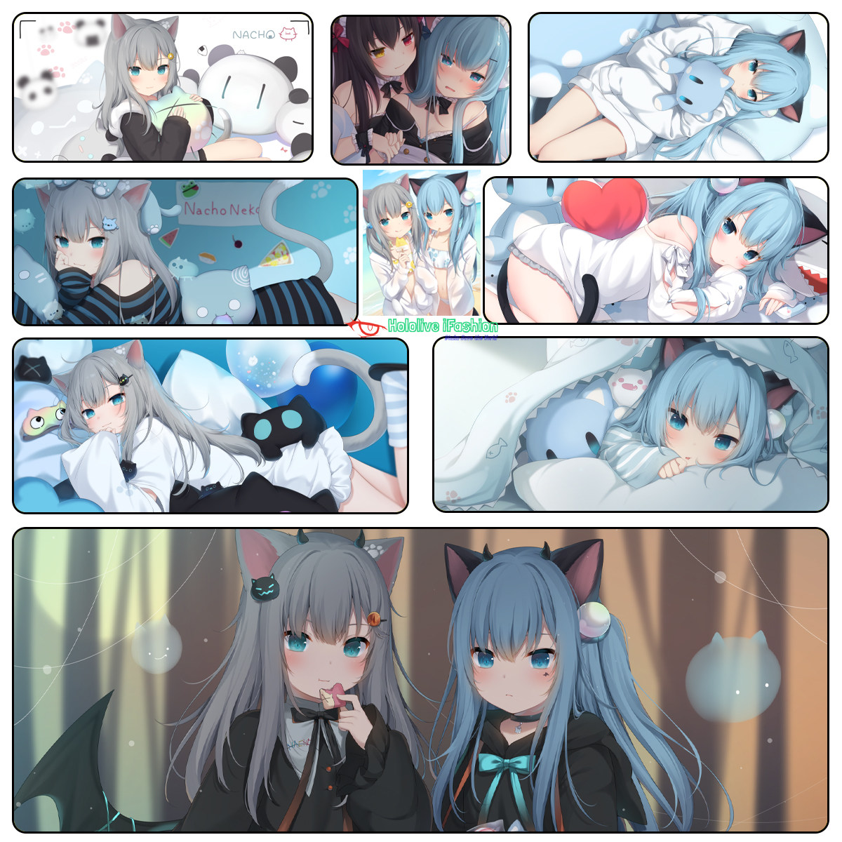 甘城猫猫 猫羽雫 vtuber 蓝发猫耳 超大锁边动漫游戏鼠标垫定制