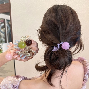 2638美妍韩国东大门进口大球球电话线发圈女头绳扎头发皮筋丸子头