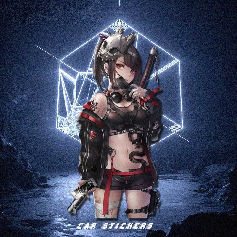 二次元卡通漫汽车贴纸后窗油箱盖电动车电脑美女刺客个性反光车贴
