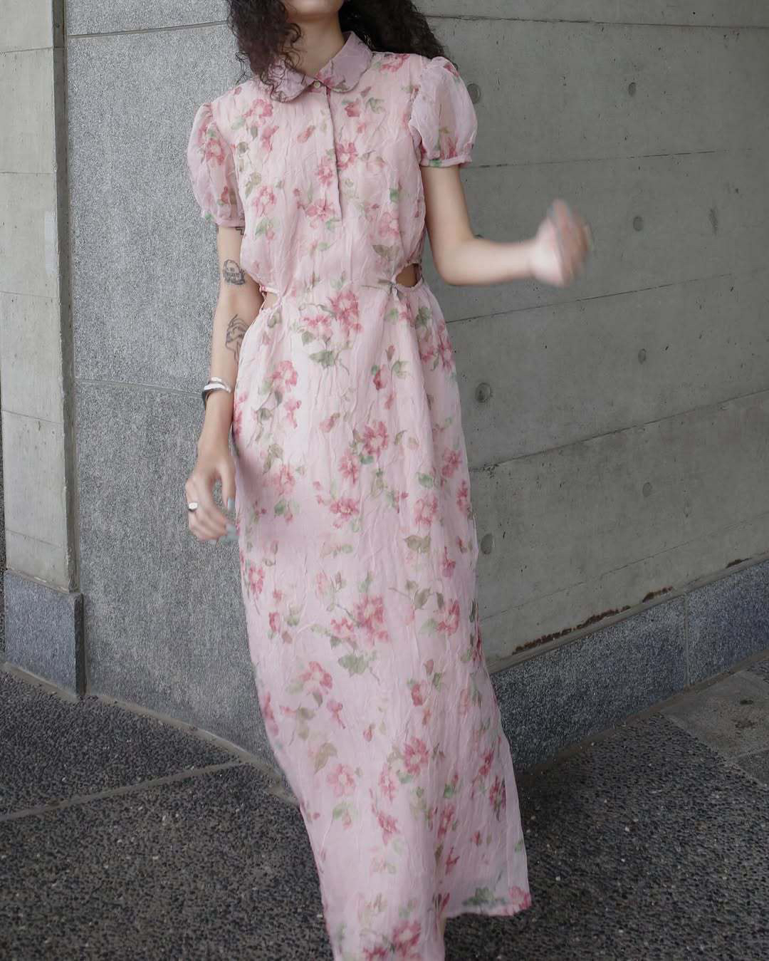 松本惠奈Clane小众设计感复古百搭休闲宽松显瘦印花连衣裙女