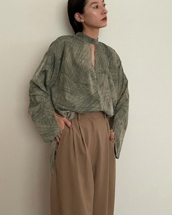 25新款松本惠奈CLANE日系线条感混色衬衫两面穿质感