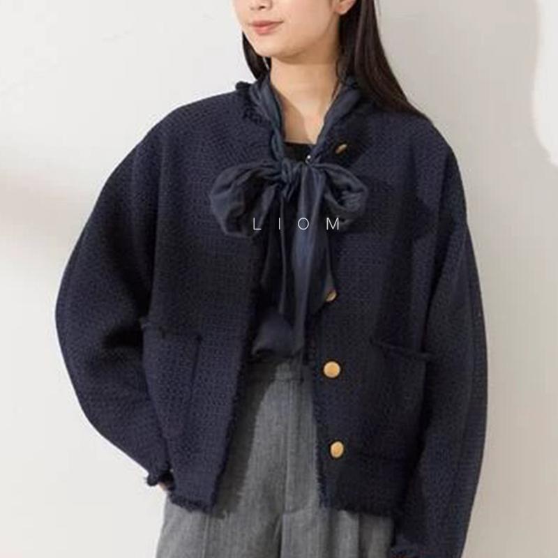 2025年冬季新款宽松羊毛大衣格雷系日系复古高级感粗花呢外套女