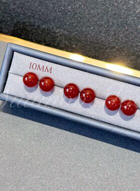 铜合金合成锆石耳饰 雅丹 2024秋冬新款 安可拉红色珠珠耳环 耳钉