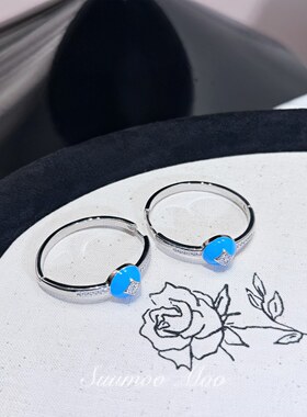 铜合金合成锆石耳饰 法式时尚大圈蓝色老花耳环