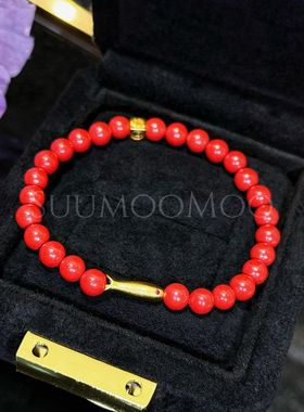 铜合金合成锆石手链 【年年有余】上岸锦鲤红色珠珠小金鱼转运手