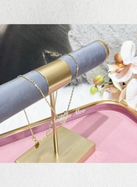 铜合金合成锆石项链 法式轻奢时尚满钻爱心项链