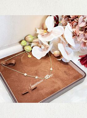 铜合金合成锆石项链 法式时尚千金风简约字母项链送女友