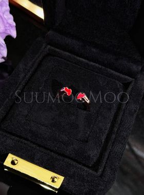 铜合金合成锆石戒指 时尚红色双葫芦戒指 开口戒