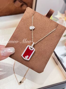 铜合金合成锆石项链 【 福安无事】国潮时尚红色葫芦平安无事牌项
