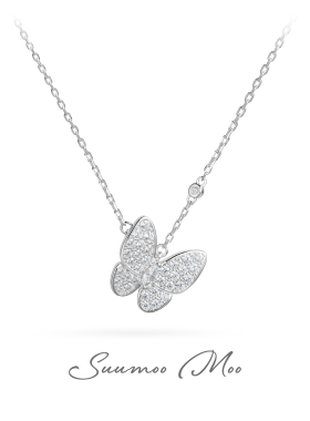 满钻轻奢少女蝴蝶项链女镶钻高闪925银项链克重3.5G