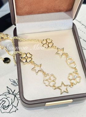 法式时尚新款四叶草星星猪鼻子项链