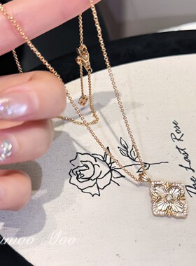 铜合金合成锆石项链 镀K金 意大利宫廷复古手工拉丝项链 玫瑰金