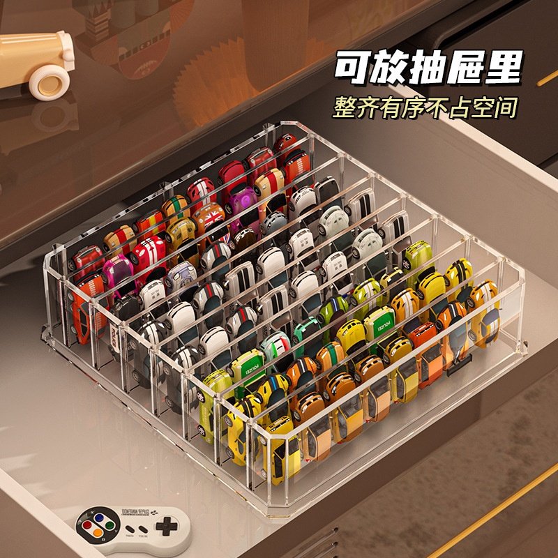 汽车模型收纳盒亚克力多层置物架1:64风火轮儿童玩具车透明展示架