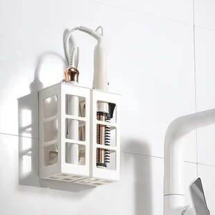 卷发棒收纳盒卫生间浴室免打孔美发工具直发器收纳架 壁挂式