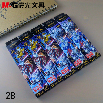 晨光文具三角杆2B木杆铅笔带橡皮头奥特曼系列学生铅笔QWP30995