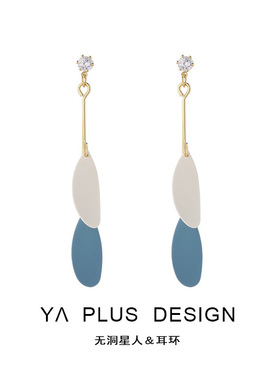 小清新气质森系叶子耳钉长款显瘦甜美超仙耳环蚊香盘无耳洞耳夹