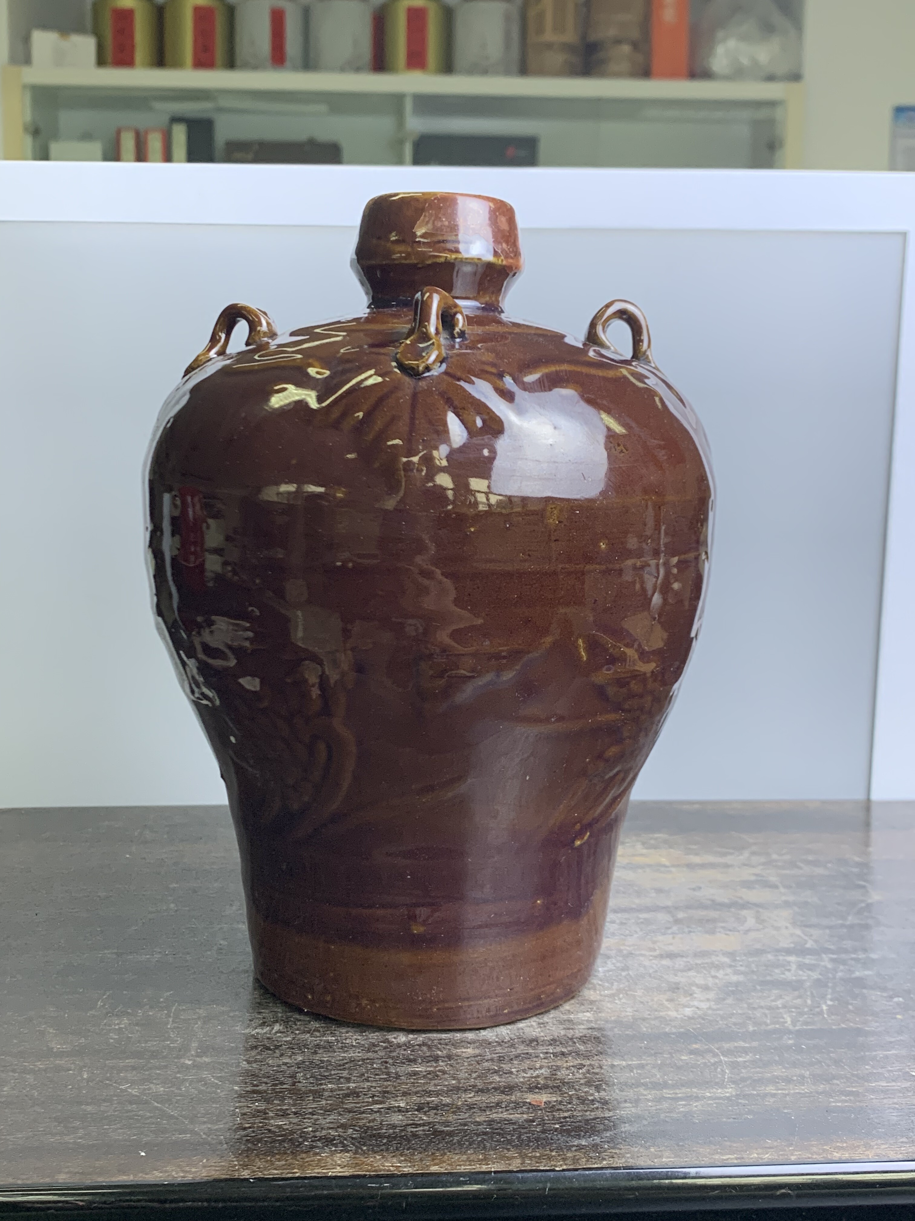 日本民艺 酱釉四系德利老酒瓶花瓶 茶亦居日本古美术CYS