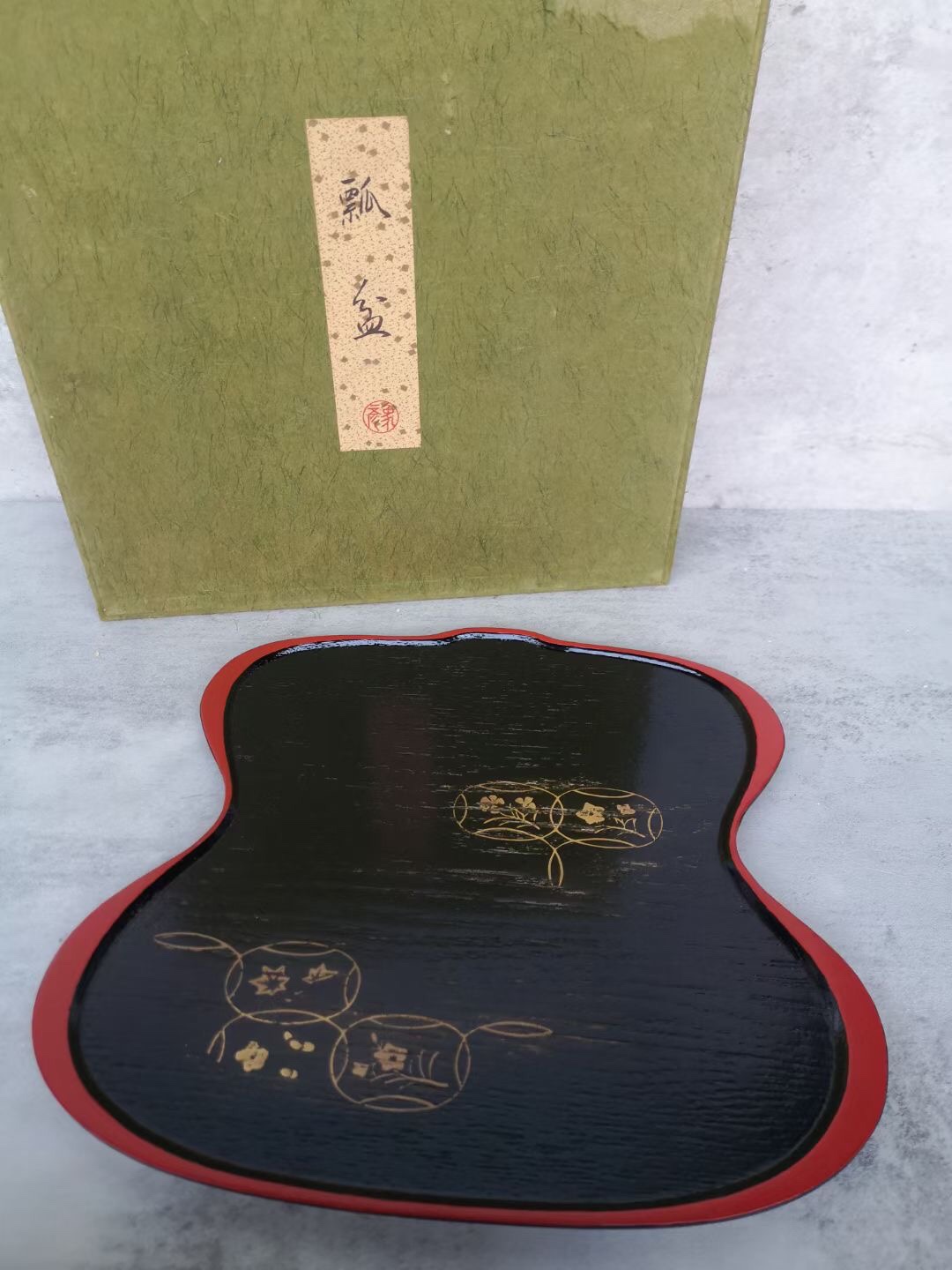 日本漆器平安象彦瓢形漆器托盘木胎W3茶亦居日本古美术