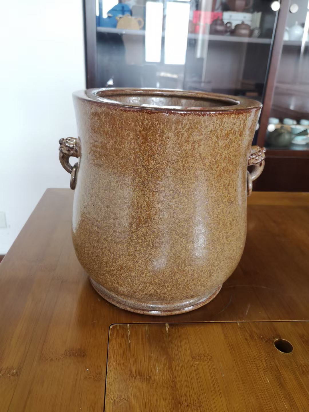日本结晶釉茶叶末釉兽耳火钵火盆 玉璧底 茶亦居日本古美术CYS