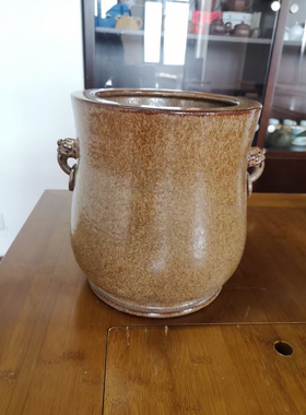 日本结晶釉茶叶末釉兽耳火钵火盆 玉璧底 茶亦居日本古美术CYS