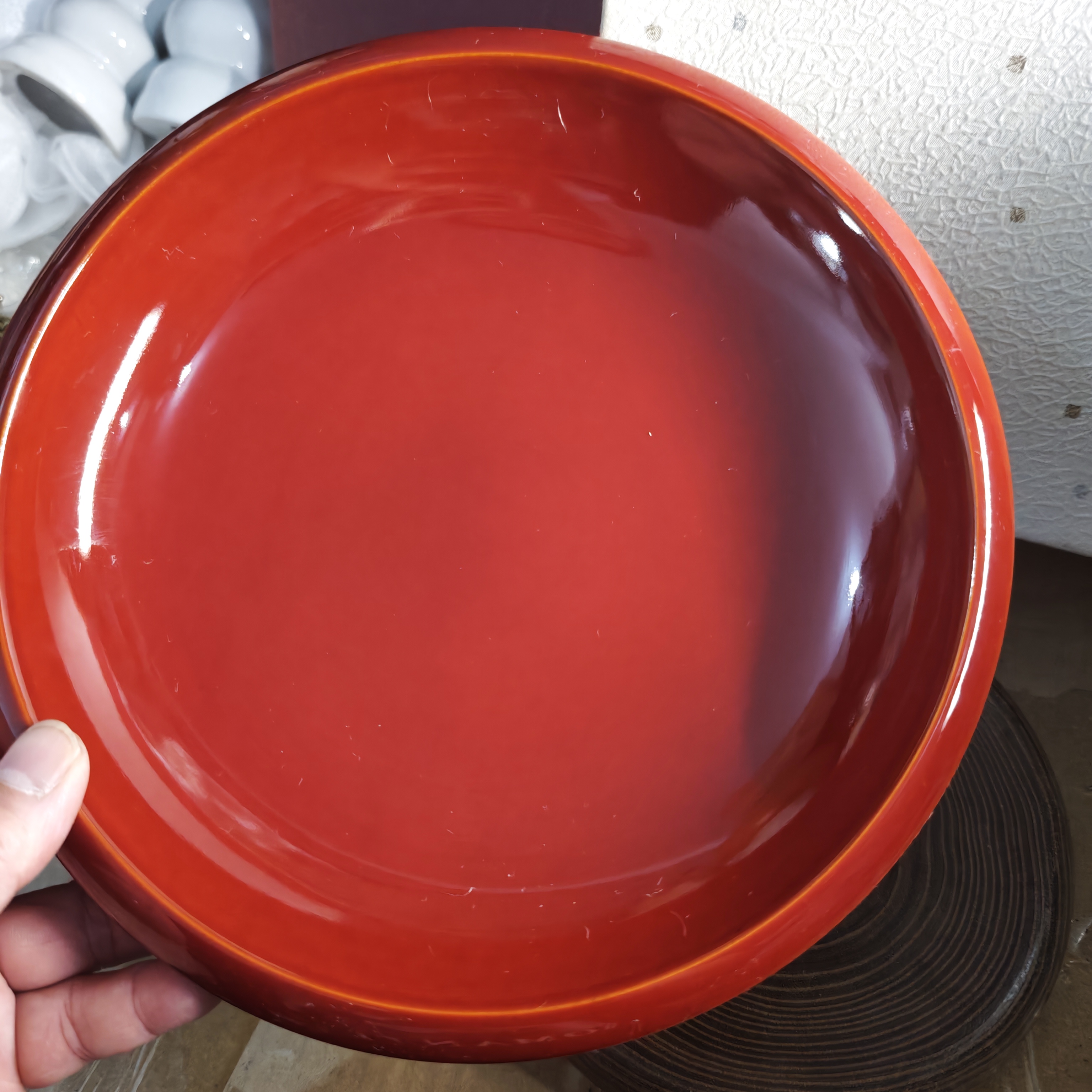 春庆塗漆器菓子钵 木胎 纸盒装 茶亦居日本古美术Q1