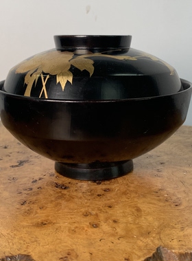 轮岛塗金莳绘漆器盖碗吸物碗 木胎 茶亦居日本古美术SPS3-1