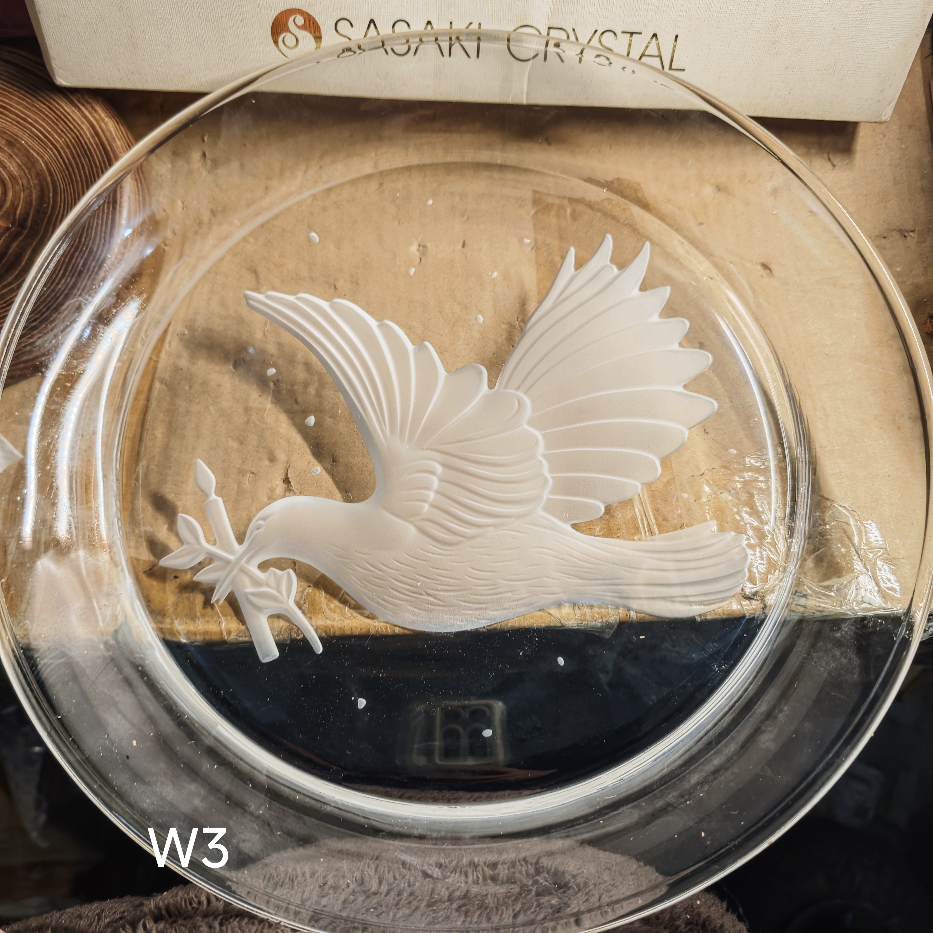 SASAKI CRYSTAL 佐佐木硝子水晶玻璃赏盘 和平鸽 纸盒装W3