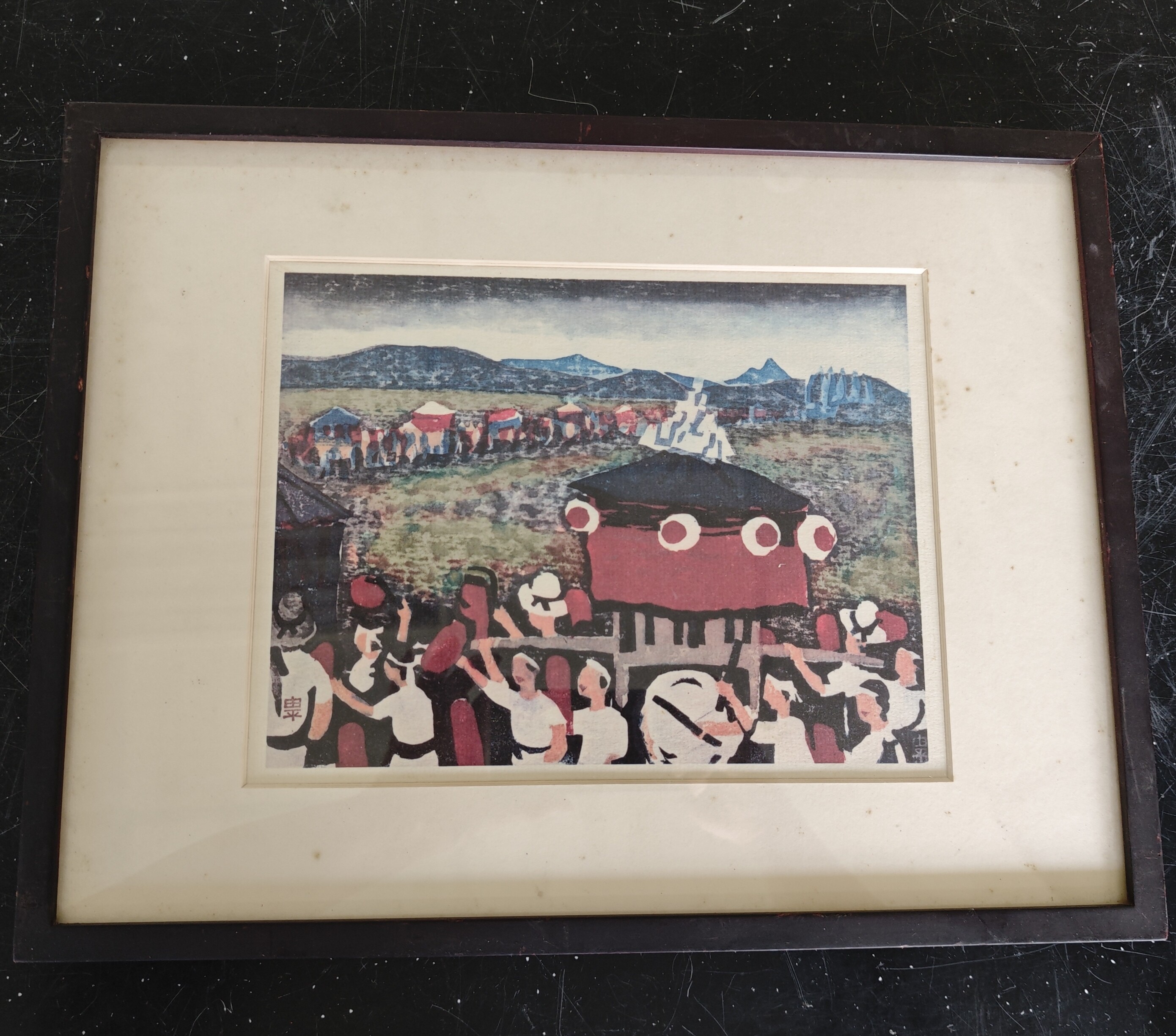日本版画 民俗祭典 木框 ​茶亦居日本古美术CYS