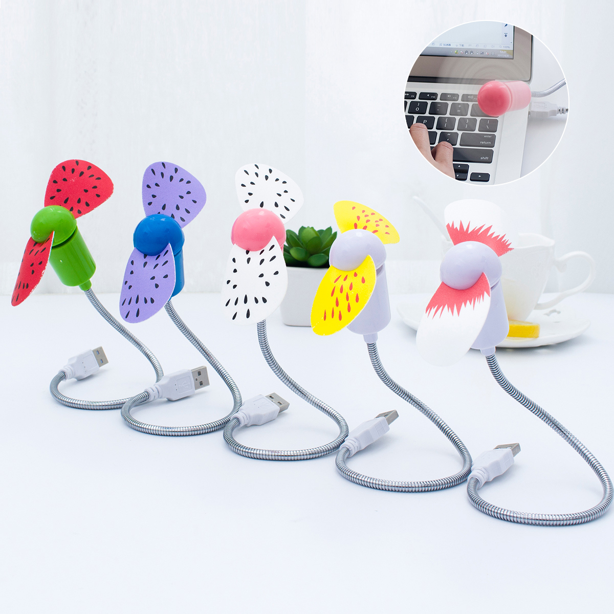 水果usb风扇蛇形随身便携笔记本电脑小电风扇迷你超静音学生电扇