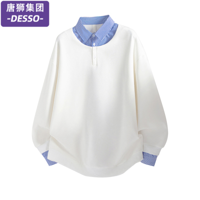 唐狮集团假两件拼接卫衣男女同款