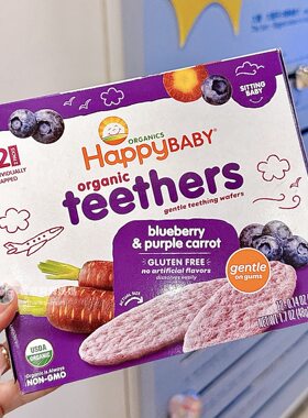 香港代购Happy Baby禧贝宝宝有机高钙蔬菜米饼婴儿磨牙饼干零食6m