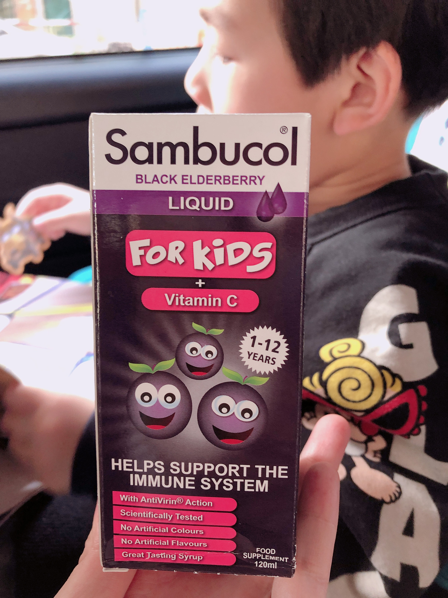 舜妈 英国sambucol黑接骨木糖漿儿童抵抗力 防蓅澸帽