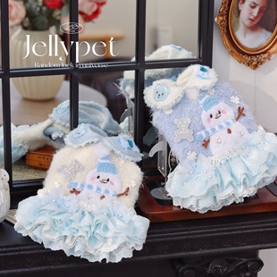 JELLY果冻家2026新品 雪人裙子宠物猫狗手工衣服定制两件套