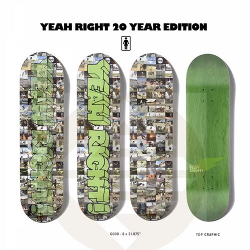 进口Girl 板面 YEAH RIGH 20周年纪念款3D变色青少年双翘专业滑板
