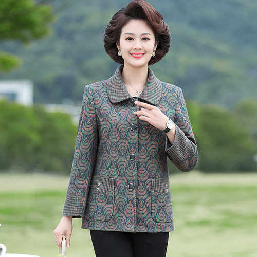 妈妈装春秋外套新款中老年女装