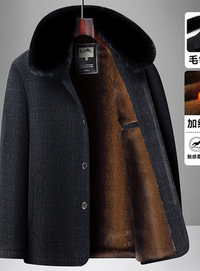 爸爸中长款雪尼尔加绒棉服