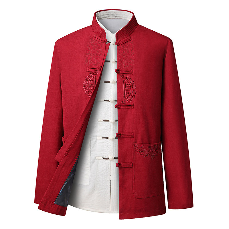 AUTUMN TANG COSTUME MENS MIDDLE-AGED AND ELDERLY SUIT CHINESE STYLE CHINESE STYLE DADDY THICK COAT GRANDPAS BIRTHDAY BIRTHDAY CLOTHES