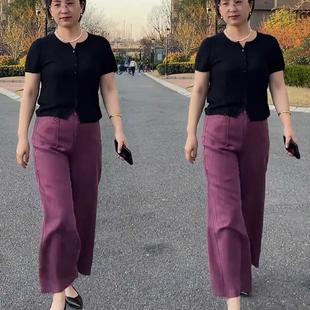 夏季新款大码装天丝亚麻女裤九分裤百搭宽松休闲裤专柜直筒阔腿裤