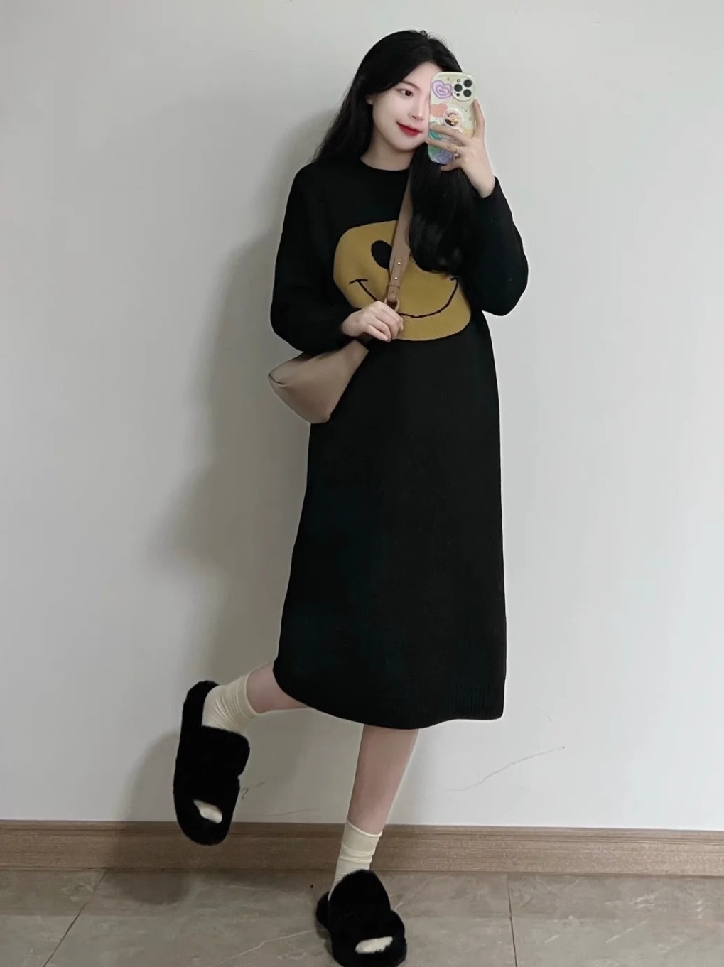 PREGNANT WOMAN AUTUMN DRESS FASHION 2023 NEW LOOSE PLUS SIZE LONG SLEEVE MID LONG LENGTH AUTUMN WINTER KNITTED OUTER WEAR AUTUMN