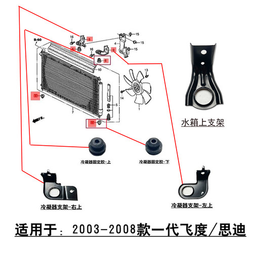 一代飞度水箱空调固定支架胶墩