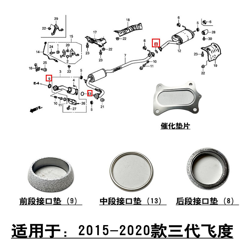 适用2020款三代飞度前中后排气管