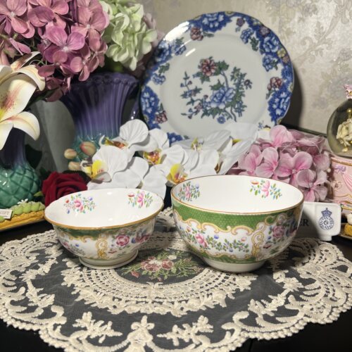西洋古董 minton 明顿 早期手绘绿彩凤凰 五彩手绘米饭碗 现货