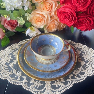 蓝釉重金咖啡杯碟bavaria