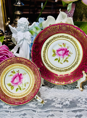 杯中漂浮玫瑰咖啡杯碟骨瓷